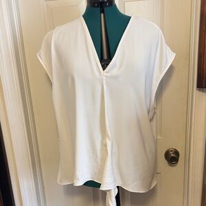Express Ivory V-Neck Blouse